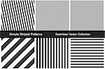 Striped patterns. Seamless vector collection. Black and white texture.