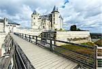 View of the Saumur castle on the banks of the Loire River, France. Constructed in the 10th century, was rebuilt in the later 12th century.