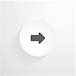 Vector white round button. Arrow icon for your design.
