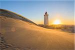 Lighthouse and Dunes, Rubjerg Knude at Sunset, Lokken, North Jutland, Denmark