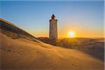 Lighthouse and Dunes, Rubjerg Knude at Sunset, Lokken, North Jutland, Denmark