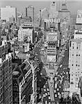 1950s ELEVATED VIEW NEW YORK CITY TIMES SQUARE TRAFFIC LOOKING NORTH TO DUFFY SQUARE NYC NY USA