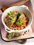 Savoy cabbage roulade with sauerkraut