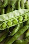 Broad beans in an open pod