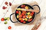 Fried chorizo with courgette, Halloumi and cherry tomatoes (Spain)