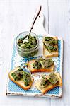 Toast topped with herring in salsa verde