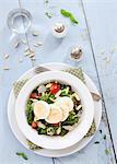 Pasta salad with egg florentines