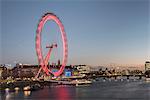 The London Eye at night seen from Golden Jubilee Bridge, London, England, United Kingdom, Europe