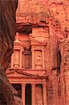 The Treasury (Al-Khazneh), seen from the Siq, Petra, UNESCO World Heritage Site, Jordan, Middle East