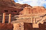 Theatre carved into the mountainside, with stage wall and columns, Petra, UNESCO World Heritage Site, Jordan, Middle East