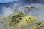 Geologists taking minerals samples on Gran Cratere (The Great Crater), Vulcano Island, Aeolian Islands, UNESCO World Heritage Site, north of Sicily, Italy, Mediterranean, Europe