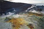 Sulphur and fumarole smoke on volcano Gran crater, Vulcano Island, Aeolian Islands, UNESCO World Heritage Site, north of Sicily, Italy, Mediterranean, Europe