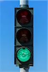 Green Traffic Light Against Blue Sky, Denmark