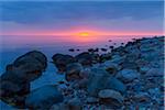 Stony Beach at Sunset, Fyns Hoved, Hindsholm, Kerteminde Municipality, Funen, Baltic Sea, Denmark