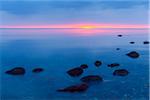 Rocks in Sea at Sunset, Fyns Hoved, Hindsholm, Kerteminde Municipality, Funen, Baltic Sea, Denmark