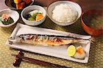 Japanese style Pacific saury dish