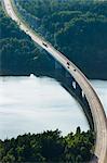 Aerial view of bridge over river