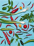 Vegetables on blue background