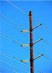 Hydro wires against blue sky, Canada