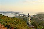 Views over the Thanlwin (Salween) river and Mawlamyine bridge and town, Mawlamyine, Mon, Myanmar (Burma), Southeast Asia