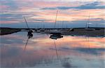 A beautiful sunset at low tide at Brancaster Staithe, Norfolk, England, United Kingdom, Europe