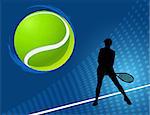 tennis background  with ball and silhouette of woman or girl
