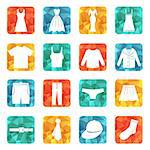 Clothes icons, concept web buttons vector sign