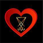 Sigil of Lucifer in red heart