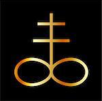 A golden Leviathan Cross or Sulfur symbol