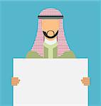 Arab saudi promoter man holding a blank horizontal sign isolated on a white background
