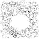 Hand drawn decorated image with flower and herb. Zentangle style. Henna Paisley flowers Mehndi. Image for coloring  page, tatoo. Vector illustration - eps 10.