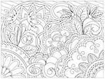 Hand drawn decorated image with doodle flowers and mandalas. Zentangle style. Henna Paisley flowers Mehndi. Image for adults coloring page. Vector illustration - eps 10.