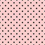 Tile vector pattern with black polka dots on pastel pink background for decoration wallpaper