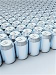 An image of many silver soda cans