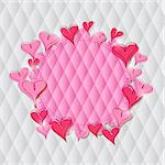 Pink Heart Label on Rhombus Pattern. Vector Illustration for Valentine Day