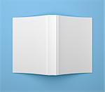 Blank soft cover book template on blue background