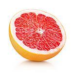 Half grapefruit citrus fruit isolated on white with clipping path