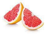 Slices of grapefruit citrus fruit isolated on white with clipping path