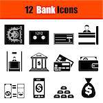 Set of twelve bank icons. Vector illustration.