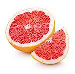 Half grapefruit citrus fruit with slice isolated on white with clipping path