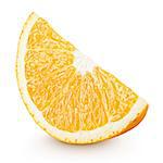 Slice of orange citrus fruit isolated on white with clipping path