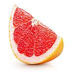 Slice of grapefruit citrus fruit isolated on white with clipping path
