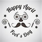 April fool's day emblem with goggle and mustache mask. Vector illustration.