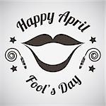 April fool's day emblem with wide smile. Vector illustration.