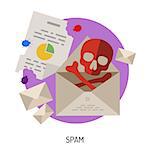 Internet Security and Cyber Crime Concept with Flat Icon Like Spam. Vector for Flyer, Poster, Web Site and Printing Advertising.