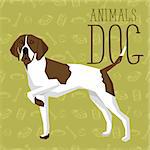 Vector geometric dogs collection with seamless background. English Pointer