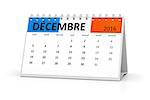 A french language table calendar for your events 2016 december