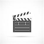 Clapper board icon. Film clap board cinema vector
