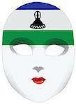 A symbolic mask, a bandana in the form of the national flag Lesotho, the image of the state