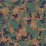 Vector illustration of digital woodland camouflage seamless pattern